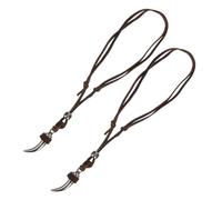 BESTonZON Lot de 2 Colliers Pendentifs Tribaux Réglables en Cuir Marron avec Dent de Loup Collier Viking pour Homme Accessoire Animalier pour Tenue Viking et Soirées Masculines Bijoux