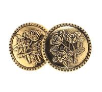 BESTonZON Lot de 2 Couvre-Boutons Vintage pour Chemises Habillées Motif Rose Unisexe Finition Dorée Ancienne Accessoires Décoratifs pour Boutons de Manchette pour Occasions Formelles et