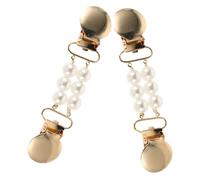 BESTonZON Lot de 2 Fermoirs de Châle en Alliage de Zinc et Plastique Pinces à Pull Rétro Perles Blanches Clips Décoratifs pour Cardigan Écharpe et Robe Accessoire Multifonction