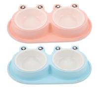 BESTonZON Lot de 2 gamelles pour Chat : Doubles gamelles antidérapantes avec Base Anti-Fourmis pour Chiens et Chatons - Gamelles en Plastique pour la Maison, Le Bureau, l'animalerie