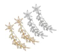 BESTonZON Lot de 2 Paires de Boucles D’Oreilles Grimpantes Fleurs Étincelantes Finition Blanc Platine et Doré Bijoux Élégants pour Mariage et Demoiselles D’Honneur Accessoire Fête