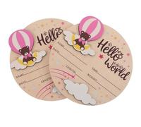 BESTonZON Lot de 2 Panneaux Ronds en Bois « Bonjour le Monde » Rose Décoration de Shower Panneau de Naissance avec Prénom Accessoire Photo pour Souvenirs Mensuels de Bébé Solide et Non