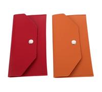 BESTonZON Lot de 2 Porte-Cartes Portefeuille Enveloppe en PU Cuir Synthétique Imperméable Marron et Rouge Foncé, Format Long Rectangulaire, pour Hommes et Femmes, Gestion Budget Espèces