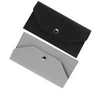 BESTonZON Lot de 2 Portefeuilles Femme en PU Compact et Léger Mini Porte-Monnaie Fermeture Pression Organiseur Cartes et Monnaie Pochette Portable Noire et Grise pour Sorties Shopping