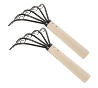 BESTonZON Lot De 2 Râteaux à Fruits De Mer avec Manche en Bois pour Plage, Longueur Moyenne, Acier Au Carbone, Outils De Creusage pour Palourdes Et Coquillages, Râteau à Filet Solide Ramassage Côtier