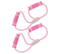 BESTonZON Lot de 2 Set de Bandes Élastiques de Musculation en Latex Haute Résistance de 8 Poignées Antidérapantes Bande de Résistance Rose pour Pilates Yoga et Entraînement à Domicile