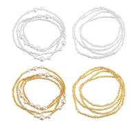 BESTonZON Lot de 2 sets de Chaînes de Taille Élastiques en Perles Colorées Finition Dorée et Argentée Chaîne Décorative pour Corps pour Robe Plage et Soirée Accessoire Mode Féminin
