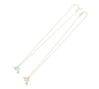 BESTonZON Lot de 2 sets de Colliers Pendentifs Petit Dauphin en Alliage Léger Chaînes de Clavicule Rose et Vert Accessoires Bijoux Décoratifs pour Femmes Présents 2 Boîtes pour Voyages