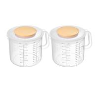 BESTonZON Lot de 2 verres doseurs en plastique avec poignée, pichet gradué, grand gobelet mélangeur en plastique avec bec verseur et couvercle pour la cuisson de la farine, de l'huile, de la