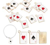 BESTonZON Lot de 20 Breloques en Alliage pour Bijoux Forme Poker Grand Format Couleurs Noir et Rouge Pendentifs Décoratifs Adaptés Bracelets Colliers et Boucles D’Oreilles pour Loisirs