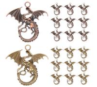 BESTonZON Lot de 20 Pendentifs Dragon en Alliage Vintage, Couleur Vert Ancien et Rouge Ancien, Breloques Pendantes pour Collier Diy, Charms Style Dragon pour Création de Bijoux et Ornements