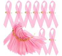 BESTonZON Lot de 200 Rubans Roses de Sensibilisation Cancer du Sein avec Épingles Dorées Réutilisables Symbole Officiel de Prévention pour Collecte de Fonds et Port Quotidien