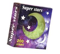 BESTonZON Lot de 201 Set de Autocollants Muraux Étoiles Lumineuses 3d et Lune Phosphorescente pour Chambre Bébé, Pvc Solide, 2 Cm à 8 Cm, Décoration Murale Nuit et Plafond, Décoration