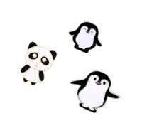 BESTonZON Lot de 3 Broches Créatives Panda et Pingouin Accessoires de Costume en Métal Solide Décoration Noire et Blanche Petit Présent pour Fête ou Banquet