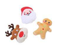 BESTonZON Lot de 3 Jouets à Mâcher pour Chiens en Peluche de Noël Herbe à Chat Résistant et Interactif Dressage Mastication Peluches Douces pour Animaux de Compagnie
