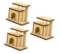 BESTonZON Lot De 3 Mini-Griffoirs pour Chat Figurines Réalistes Miniature Meuble À Gratter Aménagement Paysager Lit À Gratter en Bois