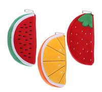 BESTonZON Lot de 3 Porte-Monnaie Fruités de Pastèque Rouge, Orange et Fraise, Petite Trousse Zippée Multifonction pour Femmes, Pochette Compacte pour Pièces de Monnaie et Clés, Accessoire