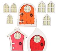 BESTonZON Lot de 3 Sets de Portes Féeriques Miniatures en Bois Naturel pour Maison de Poupée Décoration de Jardin et Scène Miniature Porte Féerique Arbre Éclairage Solaire Intégré