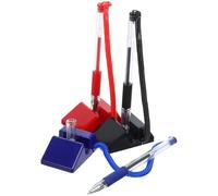 BESTonZON Lot de 3 Stylos de Sécurité Antivol à Encre Gel pour Bureau avec Support Stable, Stylo de Comptoir Sécurisé Noir, Bleu et Rouge, Usage Banque et Réception Professionnelle