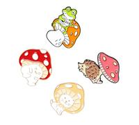 BESTonZON Lot de 4 Broches Champignon en Alliage Solide Broches Dessin Animé Animal Accessoire de Mode Féminin pour Vêtements Paquet et Foulards Broche de Festival Personnalisée