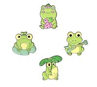 BESTonZON Lot de 4 Broches Décoratives Grenouille en Alliage Coloré Épingles de Poitrine pour Vêtements Paquet et Chapeaux Accessoires Créatifs Personnalisation