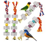 BESTonZON Lot De 4 Meules à Bec D'oiseau Jouets à Mâcher en Pierre Minérale Riche en Calcium, Format Petit pour Cage, Convient Aux Perroquets, Perruches, Calopsittes Et Hamsters