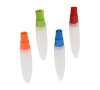 BESTonZON Lot De 4 Pinceaux à Huile Silicone à Queue Pointue pour Barbecue, Accessoires Cuisine Multifonction, Couleurs Assorties Orange Bleu Vert Rouge, pour Cuisson Et Badigeonnage en Extérieur