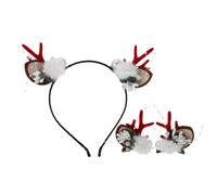 BESTonZON Lot de 4 Serrage-Têtes de Noël avec Bois de Renne et Flocons de Neige Accessoires pour Cheveux Festifs en Bois de Cerf Barrettes de Noël Confortables pour Fêtes et Séances Photo