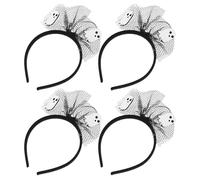 BESTonZON Lot de 4 Serrage-Têtes Fantômes Noirs pour Halloween Accessoires de Coiffure Cosplay Légers et Confortables Bandeaux Fantômes pour Fête et Déguisement pour Festival et Soirée à