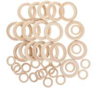 BESTonZON Lot de 40 Anneaux en Bois Naturel Brut pour Loisirs Créatifs, Cercles Ronds 55mm et 30mm, Anneaux Artisanaux Lisses pour Macramé, Fabrication de Bijoux et Décoration Intérieure