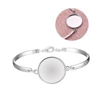 BESTonZON Lot de 5 Bracelets Manchettes en Acier Inoxydable Argenté, Diamètre Intérieur 20 Mm, Supports Ronds pour Pendentifs en Alliage, Création de Bijoux Personnalisés, Loisirs Créatifs