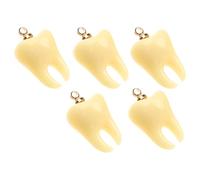 BESTonZON Lot de 5 Breloques en Résine de Dents Mini Pendentifs Décoratifs pour Bracelets et Colliers Accessoires DIY pour Création de Bijoux Faits Maison et Porte-Clés Artisanaux