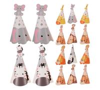 BESTonZON Lot de 5 chapeaux de fête sur le thème des animaux de la jungle : couronnes d'anniversaire en papier pour enfants avec motifs d'animaux - décorations de fêtes sur le thème du zoo