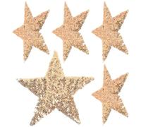 BESTonZON Lot de 5 Écussons Étoiles Pailletés Thermocollants Dorés Patchs Brodés à Coudre pour Vêtements Paquet et Jeans Décorations DIY Flexibles et Résistantes Accessoires Mode