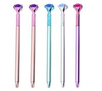 BESTonZON Lot de 5 Stylos Gel à Recharge Noire Motif Diamant, Encre Fluide Séchage Rapide, Stylos à Écrire pour Bureau et Étudiants, Accessoires Papeterie Pratiques et Couleur Aléatoire