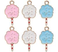 BESTonZON Lot de 6 Breloques Alliage Guimauve Colorées pour Bijoux Diy, Charms pour Créateurs, Pendentifs Multicolores Rose Bleu Blanc, Loisirs Créatifs, Présents Fête et Usage Quotidien