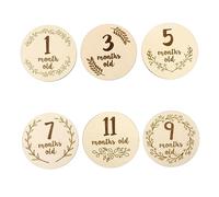 BESTonZON Lot de 6 Cartes Mensuelles pour Bébé avec Inscription Baby Age Mile - Motif Recto Verso - Autocollants Tendance - Matériau en Bois Sûr pour Nouveau-nés Et Baby Shower