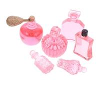 BESTonZON Lot de 6 Flacons de Parfum Miniatures en Résine Rose Pailleté, Décor Miniature pour Maison de Poupée, Accessoires DIY Détaillés et Compacts pour Scènes Créatives