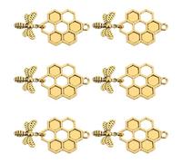 BESTonZON Lot de 6 Pendentifs Abeille en Alliage Couleur Ancien, Breloques Nid D'abeille pour DIY Bijoux, Porte-clés et Bracelets, Accessoires Créatifs pour Fabrication de Bijoux Artisanaux