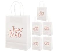 BESTonZON Lot de 6 sacs cadeaux mariage Team Bride blancs, sacs en papier avec poignées, sacs de bienvenue pour invités, parfaits pour cadeaux d'invités, fêtes nuptiales et événements spéciaux