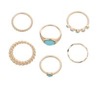 BESTonZON Lot de 6 set de Bagues Turquoise Vintage Empilables pour Femmes Ensemble Bohème en Alliage Solide Style Western Sud-Ouest Américain Bijoux de Doigt Légers et Élégants pour