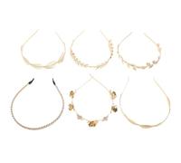BESTonZON Lot de 6 Set de Bandeaux Métalliques pour Femmes Feuilles Dorées et Perles, Serrage-têtes Légers et Confortables, Accessoires Coiffure pour Mariage, Fête et Cortège Nuptial