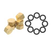 BESTonZON Lot de 6 Sets de Bouchons Hexagonaux en Laiton 3/8 avec Joint en Caoutchouc Bouchons pour Tuyau D’Arrosage Filetés Protection Anti-Fuite pour Plomberie Extérieure et Radiateur