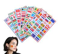 BESTonZON Lot de 7 feuilles de tatouages - Drapeaux imperméables - Autocollants pour les fans de football - Doux pour la peau - Pour la coupe du monde d'Europe - Drapeaux nationaux pour enfants et
