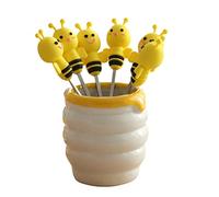 BESTONZON Lot de 7 pics à cocktail en silicone en forme d'abeille pour fruits Bento Dessert Nourriture apéritif Fourchettes
