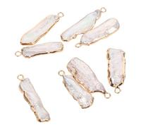 BESTonZON Lot de 8 Breloques Pendantes en Perles Naturelles d'Eau Douce Baroques Irrégulières 8-20 MM avec Bordure Dorée pour Création de Bijoux DIY Colliers et Pendentifs Élégants