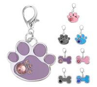 BESTonZON Lot de 8 médailles d'identification anti-perte pour animaux de compagnie, gravées en forme d'os, avec de pattes, pour collier de chat, adaptées aux chiots et aux chiens adultes