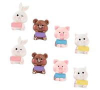 BESTonZON Lot De 8 Micro-Paysages pour Maison De Poupée Ornements De Bureau Jardin De Fées Animaux Miniatures Figurines d'ours Micro-Paysages Fournitures De Terrarium Ornement De