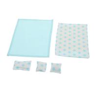 BESTonZON Maison de Poupée Ensemble Réaliste avec Oreillers et Couverture Bleue Accessoires pour Chambre à Coucher de Poupée