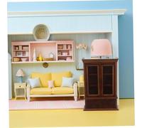 BESTonZON Maison de Poupée Meuble Bois Style Rétro Buffet de Rangement pour Salon Cuisine Finition Châtaigne Réaliste Décor Miniature Authentique
